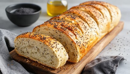 Sourdough bread with whole grain clover, sunflower and poppy seeds on top