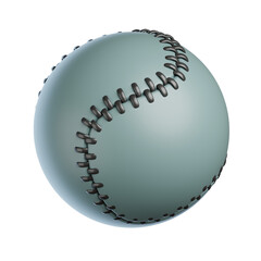 3D icon of a baseball, in a matte green color with black stitching, on a white background, in a 2D illustration style.