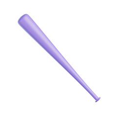 A simple 3D render of  baseball bat icon, solid white background, grey color with a subtle purple tint, clean and sharp inking.