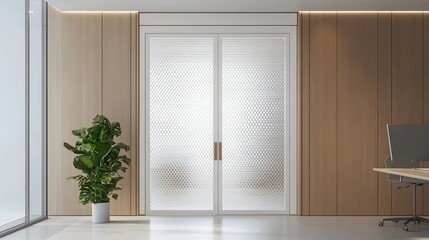 Modern Office Space with Glass Doors and Natural Light