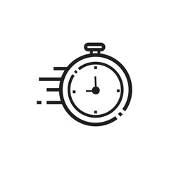 Stopwatch Timer Vector Icon Silhouette and Outline Isolated