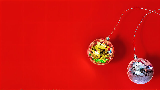 disko balls on a red background