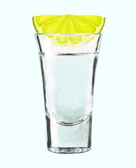 Tequila, shot glass, glass, lemon, drawing, illustration Tequila, vaso, vaso, limón, dibujo, México, tequila mexicano, lima, bebida nacional, México