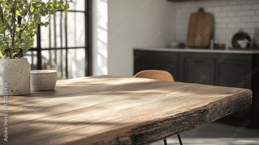 Aufkleber empty wooden table rustic clean neutral surface versatile and inviting setup