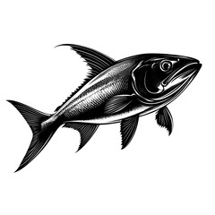 Obraz premium 2D full body illustration full body shot of an amberjack silhouette isolated on a white transparent background