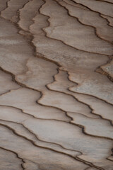 Closeup of travertine deposits at Grand Prismatic hot spring, Yellowstone National Park