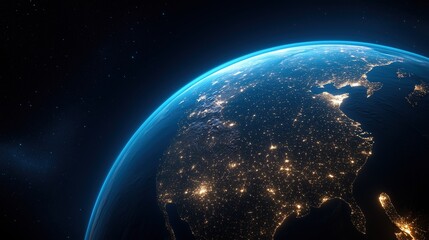 Obraz premium Earth at Night, Stunning View of City Lights from Space