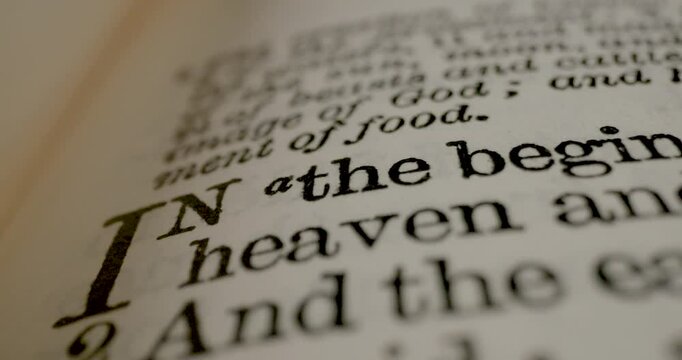 Holy Bible Macro Text In The Beginning Genesis Pan Right