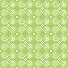Green flat breeze batik seamless pattern with swirl elements