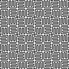 Black and white winding lines seamless pattern