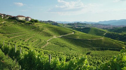 Fototapeta premium Rolling Vineyards on a Sunny Day in Countryside