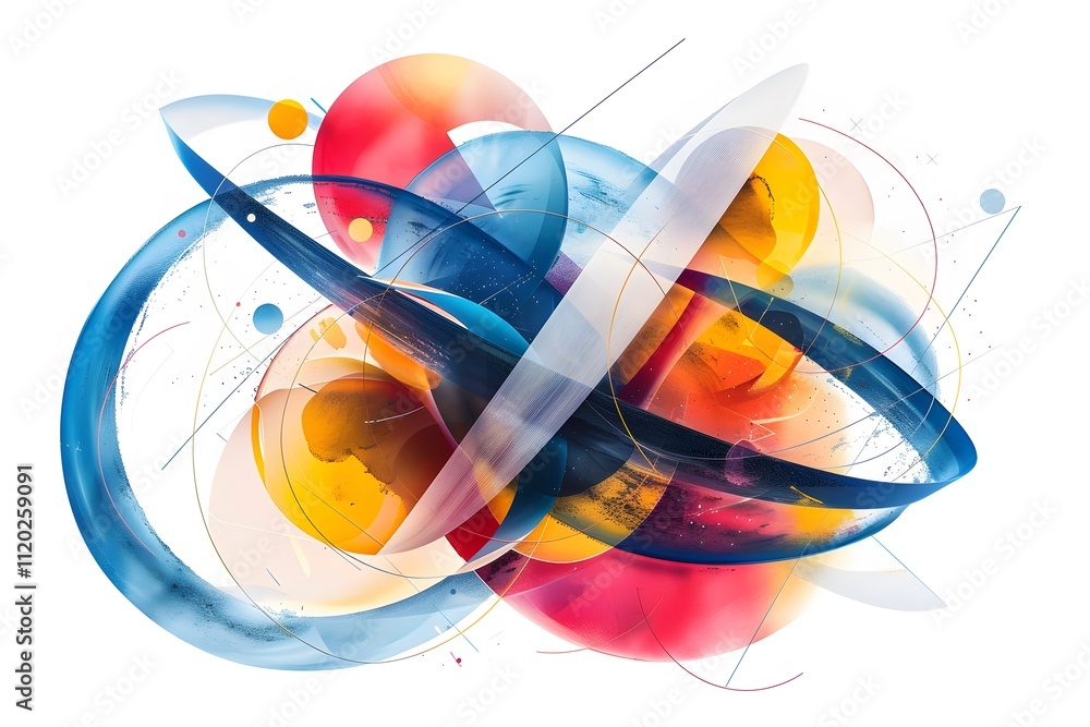 Poster vibrant abstract composition with dynamic shapes and colors
