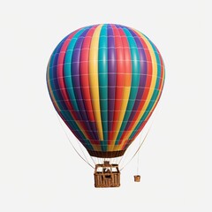 Fototapeta premium Vibrant hot-air balloon isolated on white background for creative design projects and travel-themed visual content