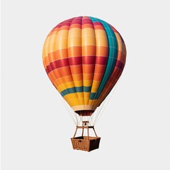 Fototapeta premium Vibrant hot-air balloon isolated on white background for creative design projects and travel-themed visual content