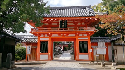 Entrance Gate to the Kiyomizu-dera Temple in Autumn