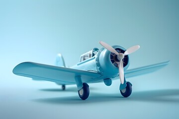 Fototapeta premium Charming Blue Toy Airplane on a Soft Background