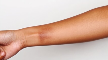 A person's arm has a brown spot on it