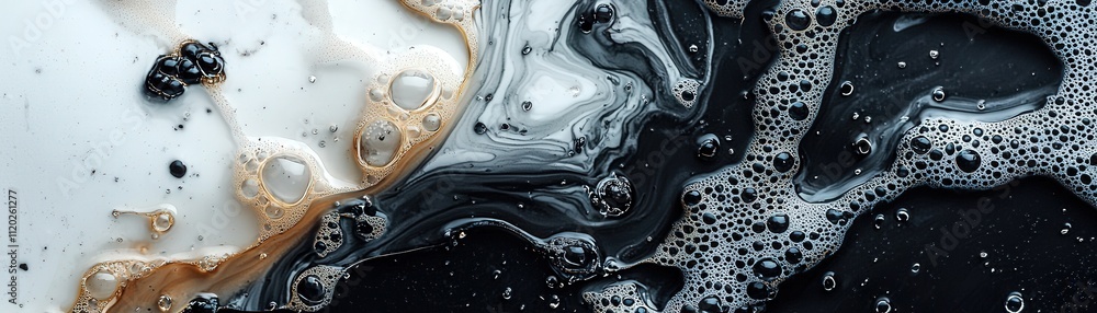 Poster abstract ink washes, bold blacks and whites blending seamlessly across the frame