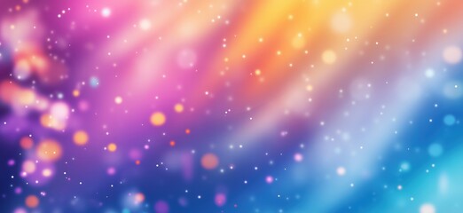 Fototapeta premium Colorful abstract background with bokeh effects, vibrant hues of pink, orange, blue, and purple, soft glowing lights, dreamy atmosphere, copy space for text