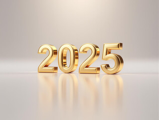 golden 2025 futuristic elegant design 3D typography minimalist background