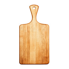 Wooden cutting board with handle, perfect for kitchen use and food preparation. Ideal for slicing, chopping, and serving various dishes. isolated on transparent background