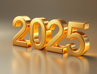 golden 2025 futuristic elegant design 3D typography minimalist background