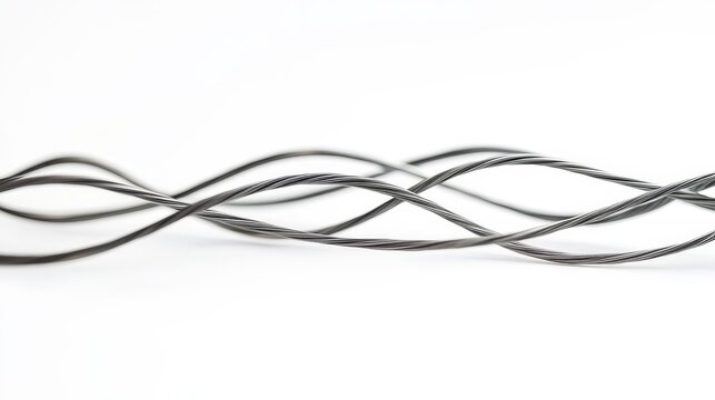 A silver wire is twisted and coiled