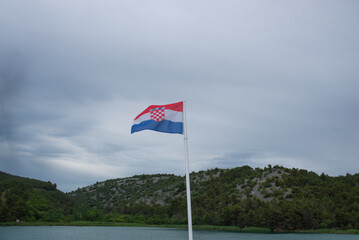 Croatian flag on blue sky