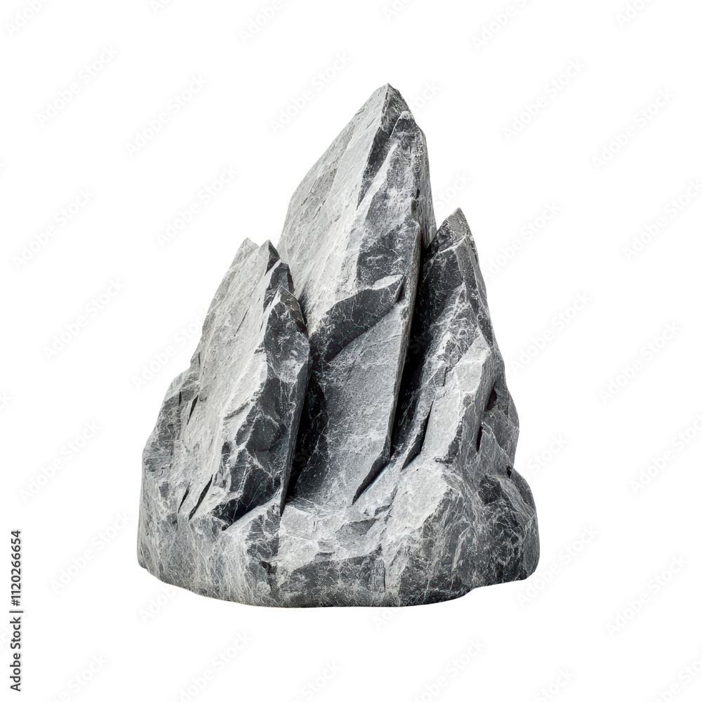 Poster natural rock formation with sharp edges and textured surface isolated on transparent background