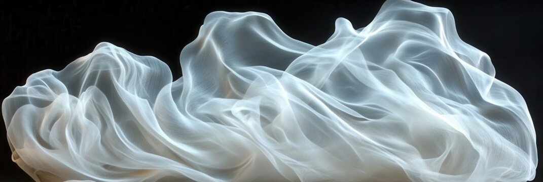 Liquid veils flowing, semi-transparent textures mimicking liquid drapes, for ethereal installations