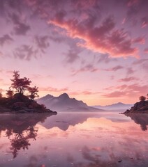 Soft focus pink evening sky with sparkly lights, stars, and a warm sunset glow, sparkly lights, pink evening sky