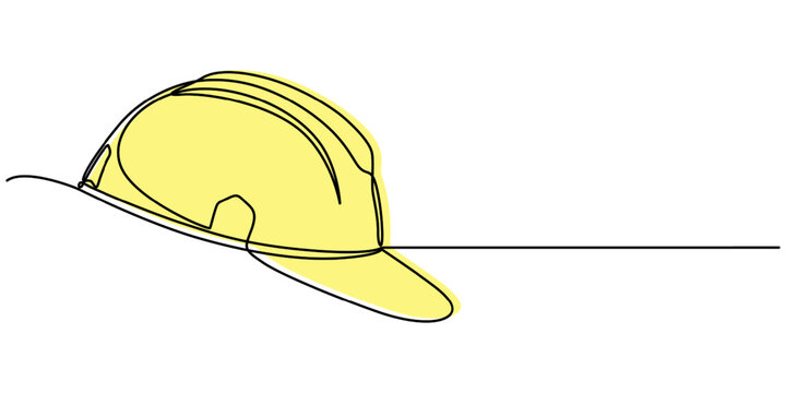 recommend clip art: continuous line drawing of construction helmet symbol. abstract line art illustration symbolizing protection, Minimalist Continuous Line Art of Safety Helmet Emphasizing Protective Gear, Continuous. 