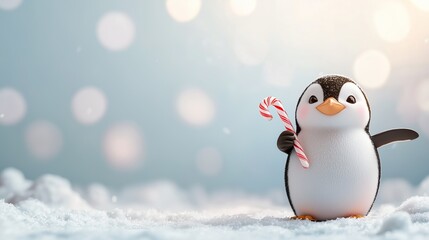 Fototapeta premium Pastel Penguin Winter Joy