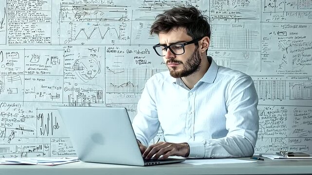 Business Analyst Working with Data in Modern Office Environment