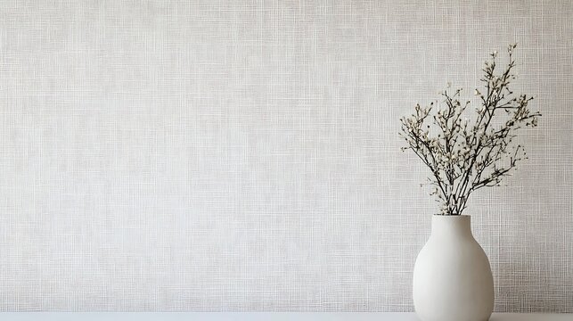 A white vase with a bunch of flowers sits on a table