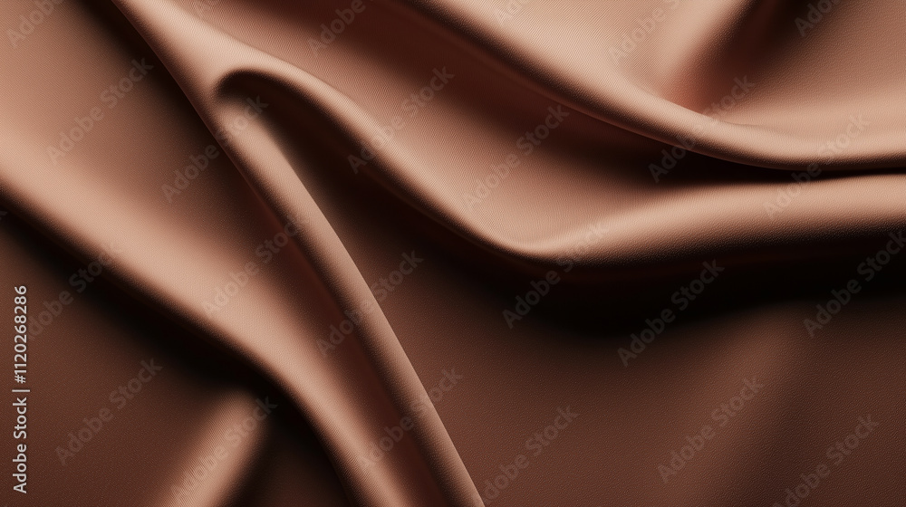 Poster elegant brown fabric drapes and folds create a rich texture in a close-up view