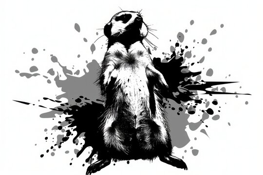 recommend clip art: meerkat graffiti silhouette, wild animal grunge icon, spray wall art symbol, grafitti tag