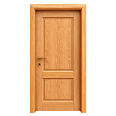 Wooden door with natural finish and simple design, perfect for home interiors. isolated on transparent background