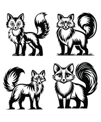 Fox silhouette vector illustrations