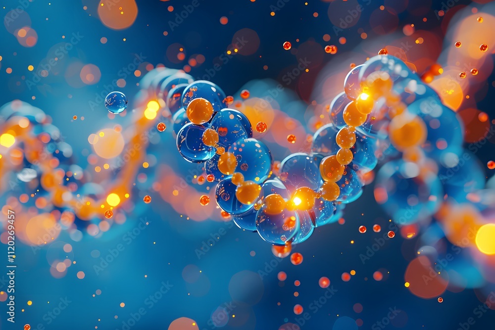 Aufkleber stunning visualization of dna structure with colorful molecules and bokeh effects