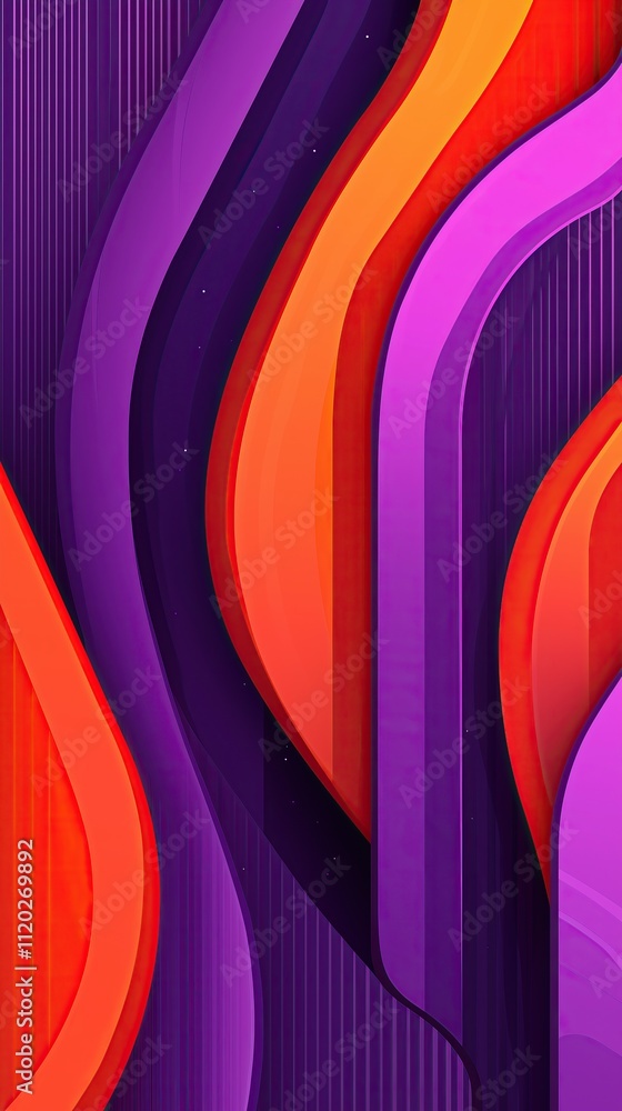 Poster Vibrant abstract waves in red and purple hues dynamic visual flow vertical format