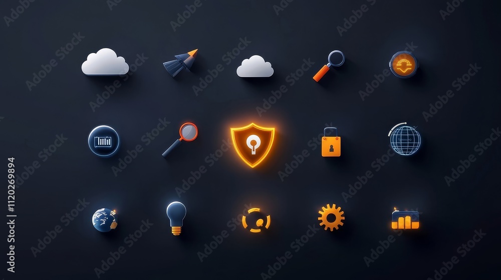 Aufkleber a set of icons for various cloud computing services