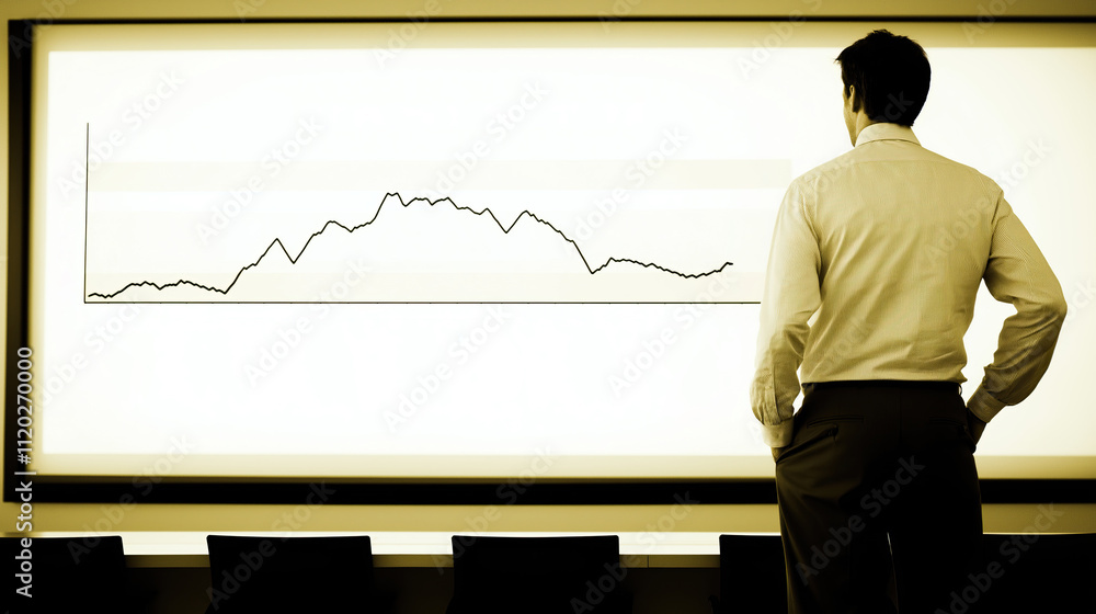Aufkleber businessman analyzing financial data displayed on screen deep in thought