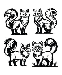 Fox silhouette vector illustrations