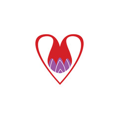 Vector icon of flower blooming in heart, element for love template