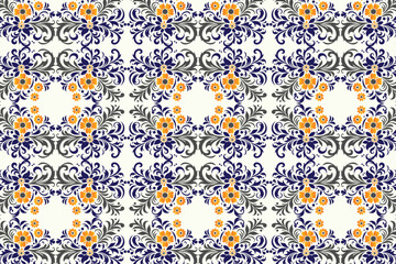 Seamless Floral Pattern with Rose Motifs and Botanical Elements for Fashion, Textile, and Home Decor Featuring Elegant Flower Designs and Decorative Ornamental Patterns