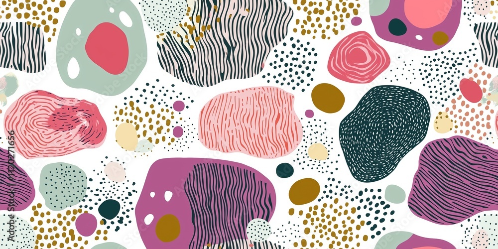 Poster colorful abstract pattern featuring various shapes and textures
