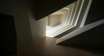 Obraz premium Modern architectural interior with geometric play of light shadow
