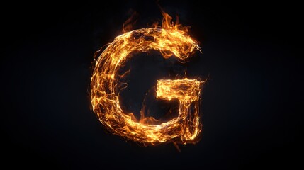 A lightning bolt-shaped letter G on a black background, an electricity concept.	