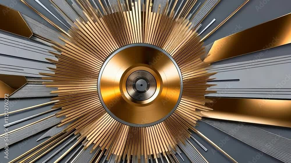Aufkleber an abstract composition with a central element in the form of a circle, made in golden and bronze to